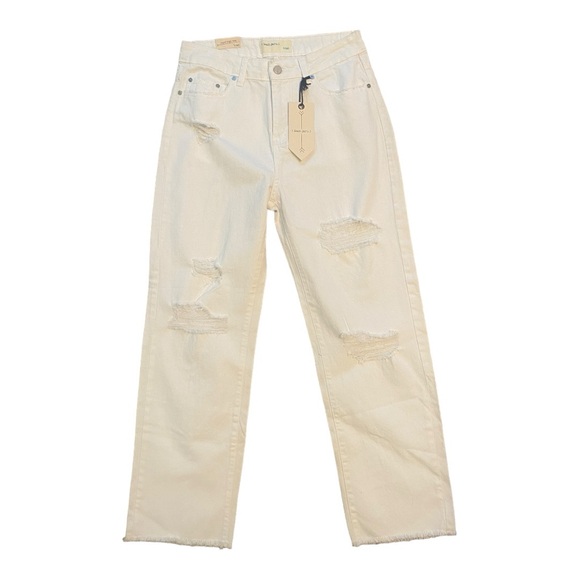 Banjara Denim - Banjara White Denim Jeans High Rise Ankle Distressed  Hem